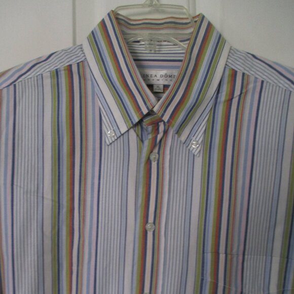 Linea Dome Mens L/S Rainbow Cotton Stripe Button-down Dress Shirt-Size 18/36* XL - Picture 1 of 3